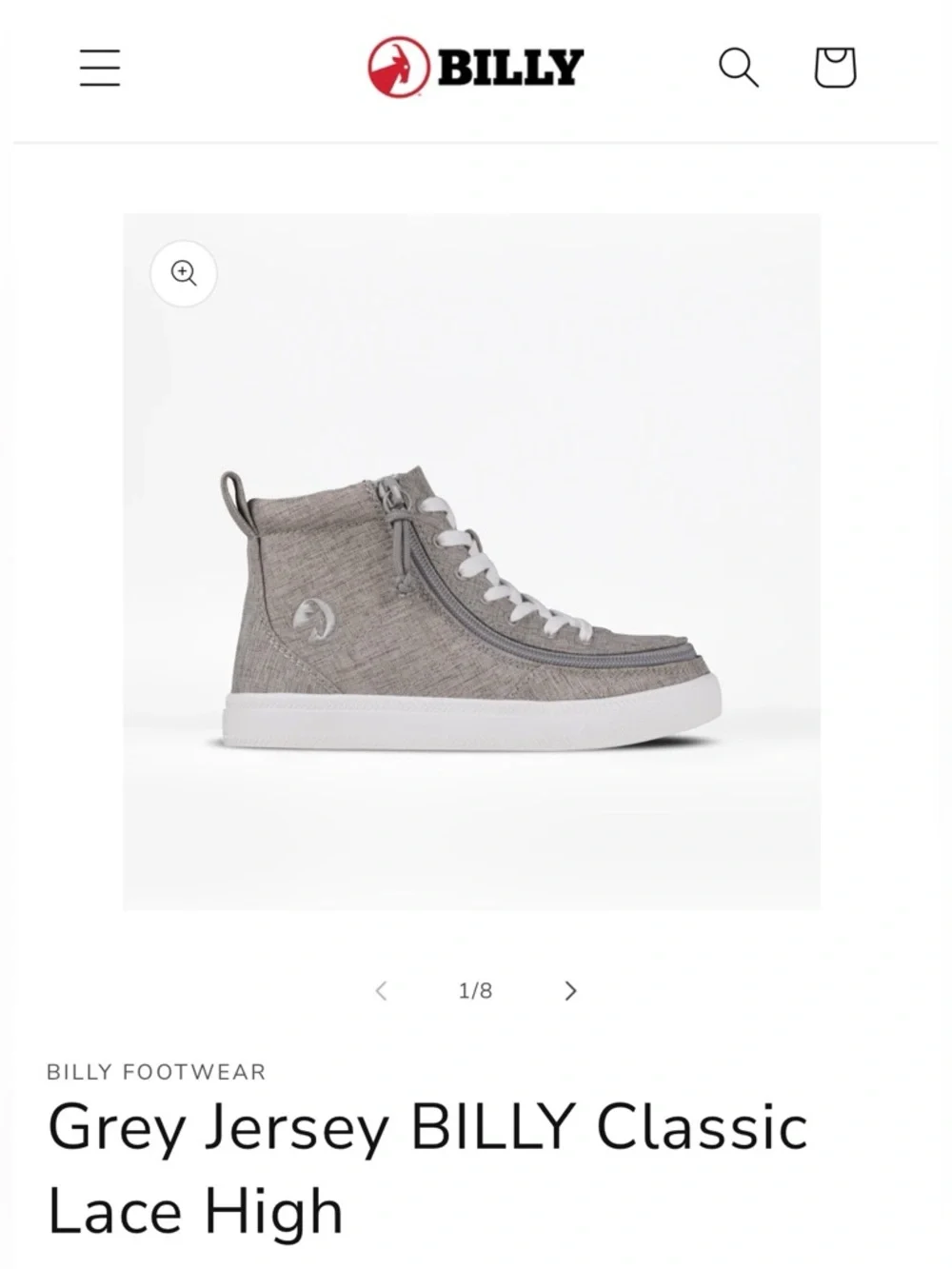 Kids‎ Grey Jersey Classic Lace High Sneaker